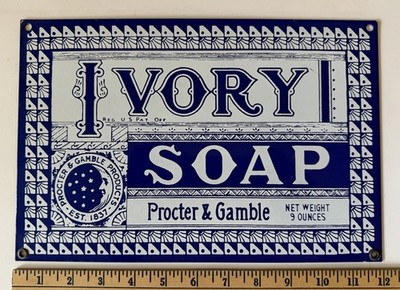 Ivory Soap Proctor and Gamble Products Vintage Porcelain Metal Sign 12 x 8''