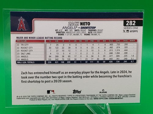2025 Topps #282 Zach Neto, Angels - Holiday Easter Green Foil Parallel - Picture 2 of 2