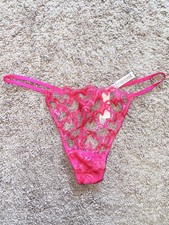 NWT VICTORIA'S SECRET SHINY HEARTS DREAM ANGELS V-STRING THONG PANTY - XL