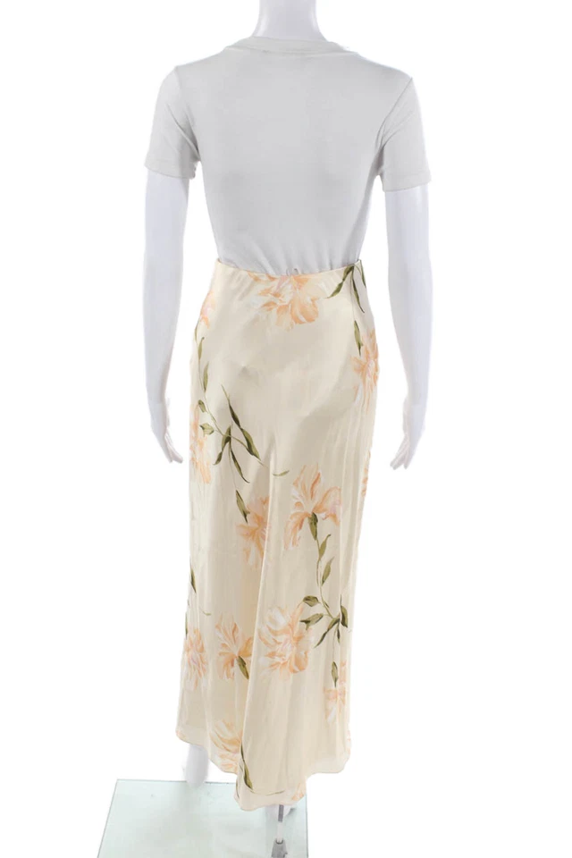 Cami NYC Womens Wrap Midi Skirt Beige Floral Silk Size 2XS - Image 3 of 4