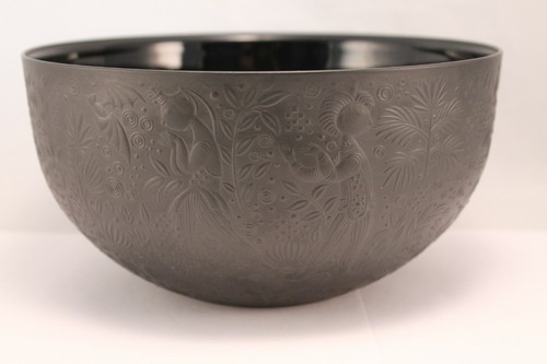 Bjorn Winblad Rosenthal Whimsical Porcelain Black Matte Bowl Embossed - Picture 2 of 12
