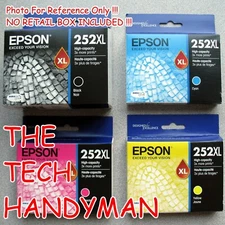 4-PACK EPSON GENUINE 252XL BLACK & COLOR INK (NO RETAIL BOX) WORKFORCE WF-7620