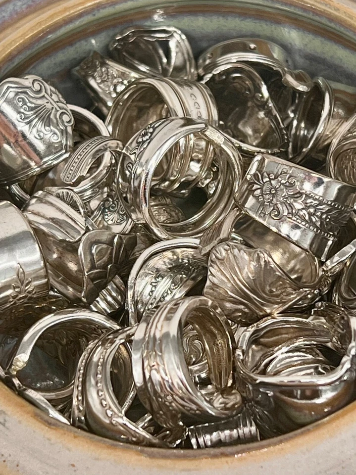 Anillos de cuchara, VENTA AL POR MAYOR, Lote anillos de cuchara, 15 piezas, anillos de declaración hechos a mano  Foto 3 de 4