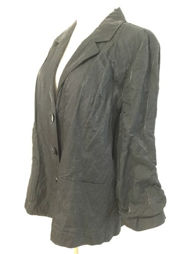 CHICO'S Blazer Jacket Black w/Metallic Shimmer Size 3 - Picture 4 of 11