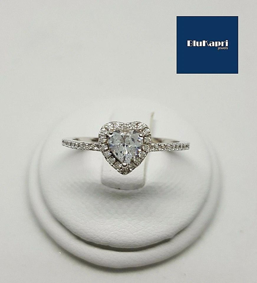 Anello Donna In Argento 925 SOLITARIO Cuore con Zirconi bianchi - Immagine 2 di 4