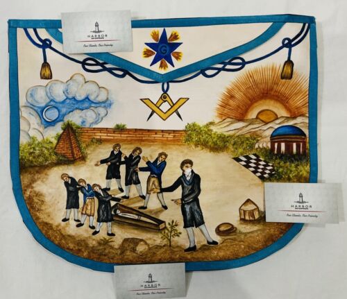 Freimaurer Schürze - handbemalt, handgefertigte Freimaurer Regalia - einzigartiges künstlerisches DESIGN - Bild 4 von 11