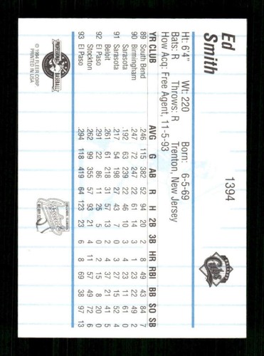 1994 Fleer Pro Cards Orlando Cubs #1394 Ed Smith NM Near Mint BXCP24 - Picture 2 of 2