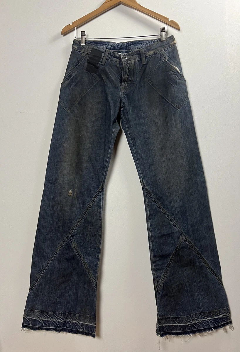 Rick Owens X Jeans Slab Denim Dark Hogwash Spiral Cut Flare Button Fly Men s 28