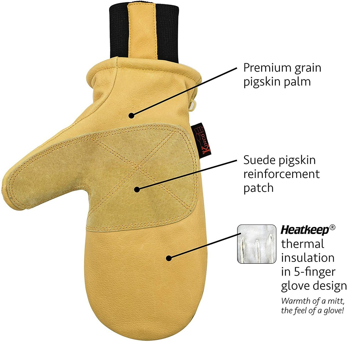 Kinco WOMENS 901TW Mitt Lined Suede Pigskin Winter Ski Gloves