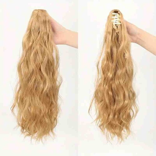 Synthetic Long Water Wave Ponytail Extensions Grab Claw Clip In Curly Hair 16" - Picture 4 of 18
