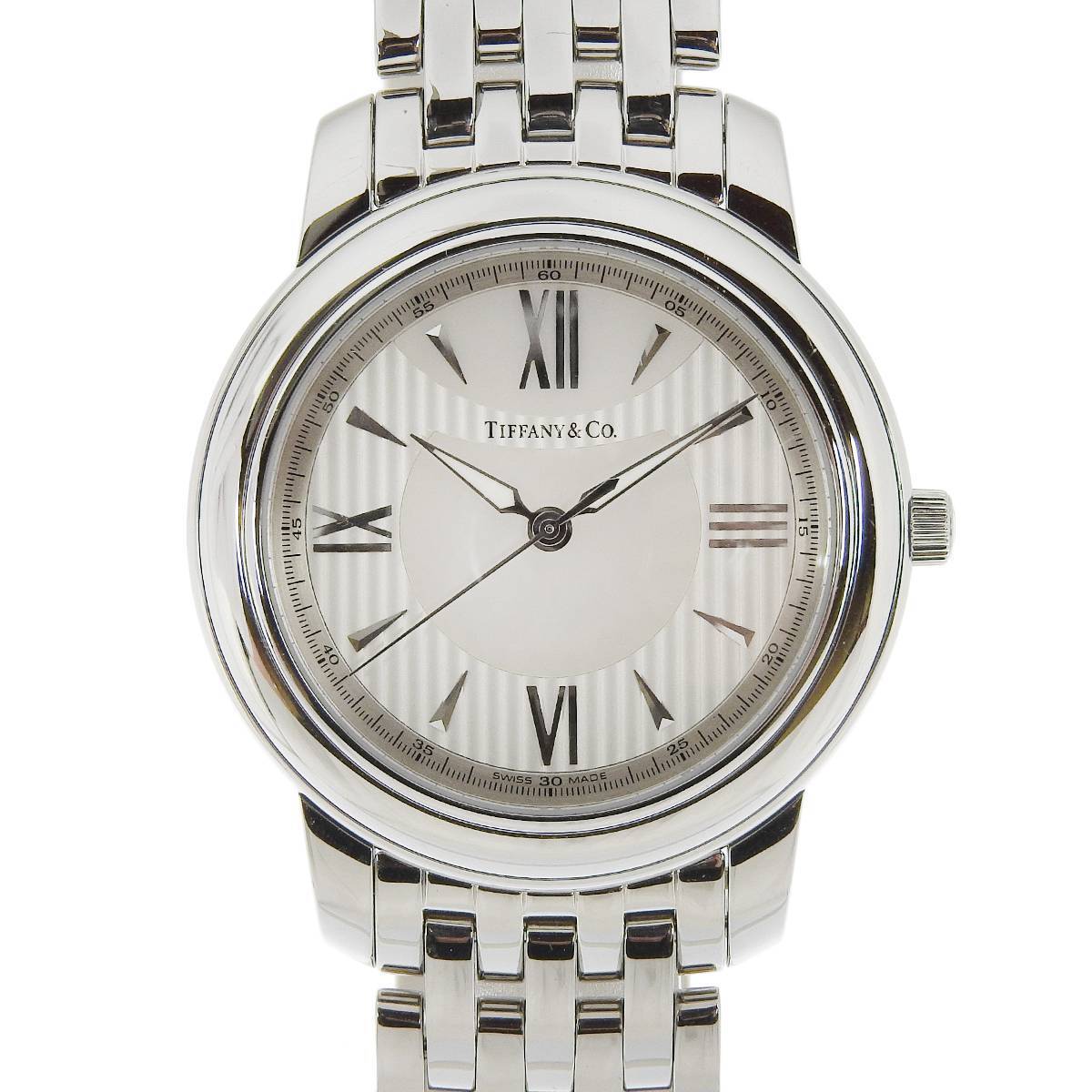 Tiffany Co. Mark Quartz Watch SS Stainless Steel Ivory Shell Dial Men s 4198