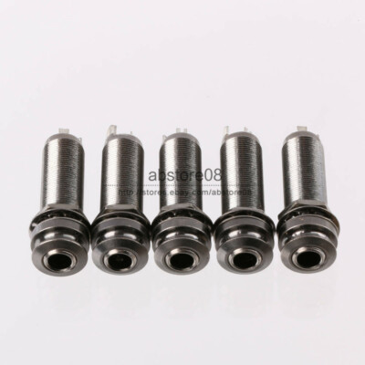 5PCS Guitar Cylinder Output Mount Jack Flush 1/4'' Guitar Parts Brass NICKLE 6306