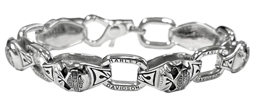 Harley-Davidson Men's Steel Skull Link Bracelet 8 Inch HSB0003/8