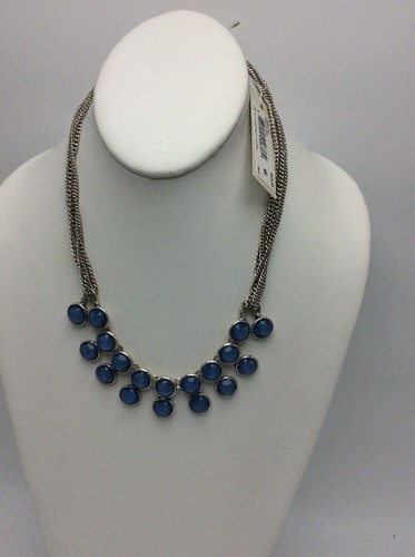 $65 Kenneth Cole Silver Tone Round Stone Double Row Frontal Necklace 340D - Foto 3 di 5