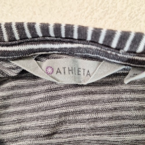 Athleta Top Women Small Breezy Bella Tank Striped Gray Split Back Athletic Shirt - Picture 6 of 11