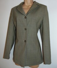 Nwt Laura Ashley Vintage Greige Finest Wool Checked Tailored Jacket, Size Uk 10