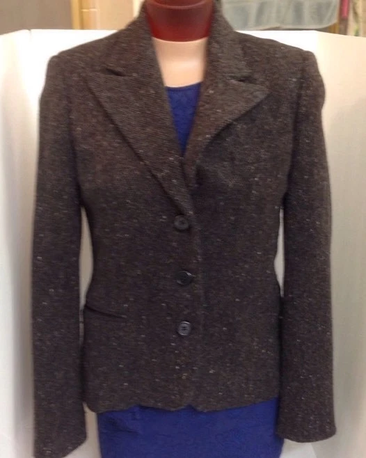 Chaqueta Ralph Lauren Tweed Marrón Con Manchas Blancas y Negras Talla 8 Foto 4 de 4