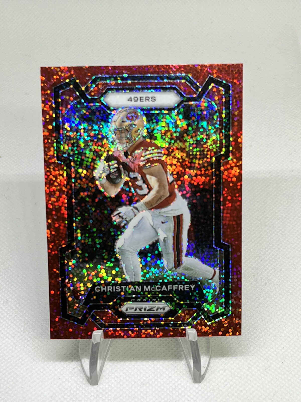 Christian McCaffrey 2023 Panini RED SPARKLE PRIZM #267 49ers SP Color Match!