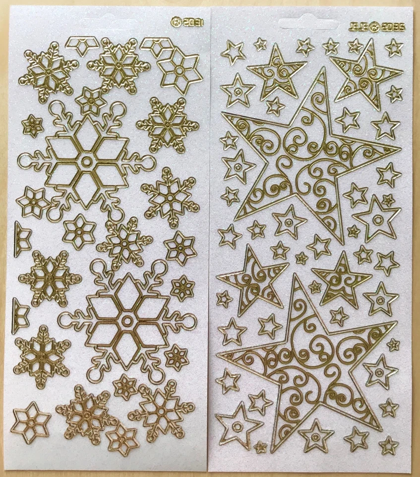 Christmas snowflake stickers clear iridescent White gold stars xmas card crafts