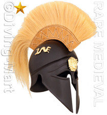 MEDIEVAL KNIGHT GREEK CORINTHIAN STEEL ARMOR WITH PLUME COSPLAY HELMET