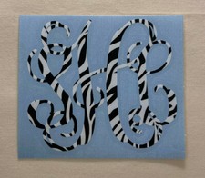 Zebra Print Vine Monogram Vinyl Decal Sticker for Yeti Tumbler iPhone