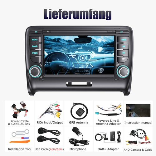 Für Audi TT 2 2006-2014 7" Autoradio Carplay Android13 Navi GPS WIFI SWC BT DAB+ - Bild 14 von 14