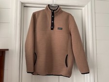 Simply Southern Women s 1/4 Snap Ribbed Pullover Sweatshirt Size Large Tan Brown