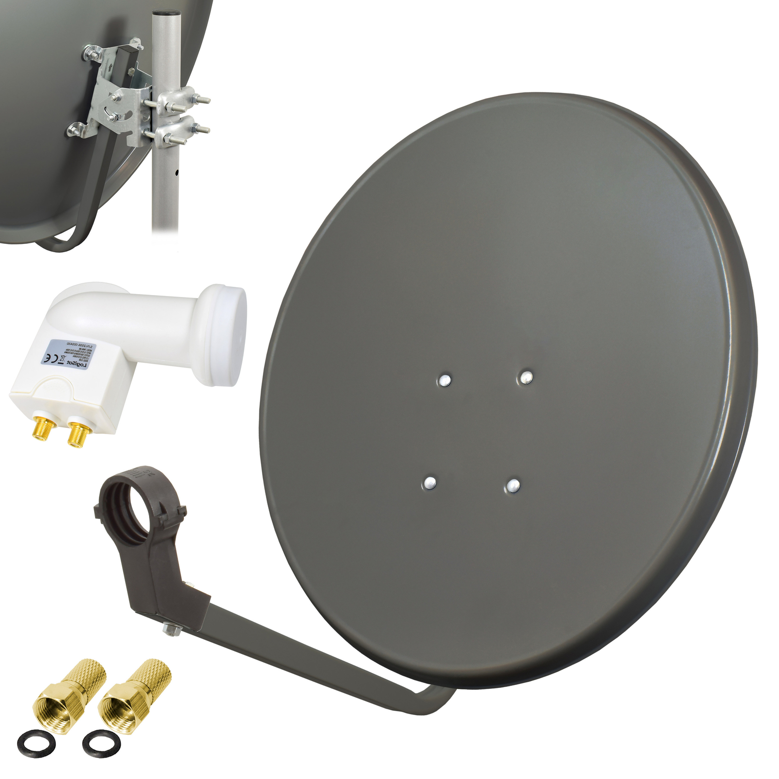 Thumbnail - Logisat Sat Anlage 50cm Spiegel Schüssel Twin Lnb Hd Uhd D Antenne 2