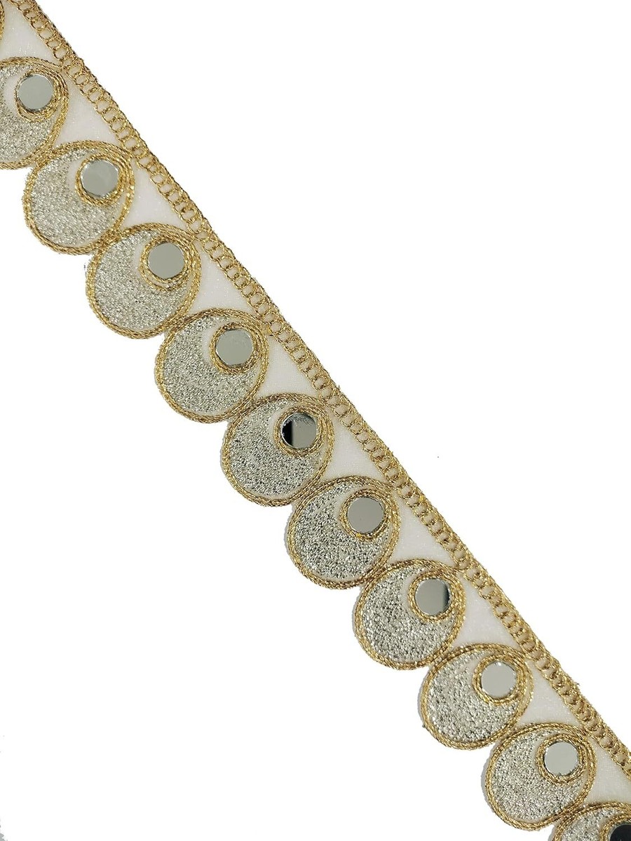 Mirror Work Lace Border with Cutwork Gota Patti Ribbon Trim cm