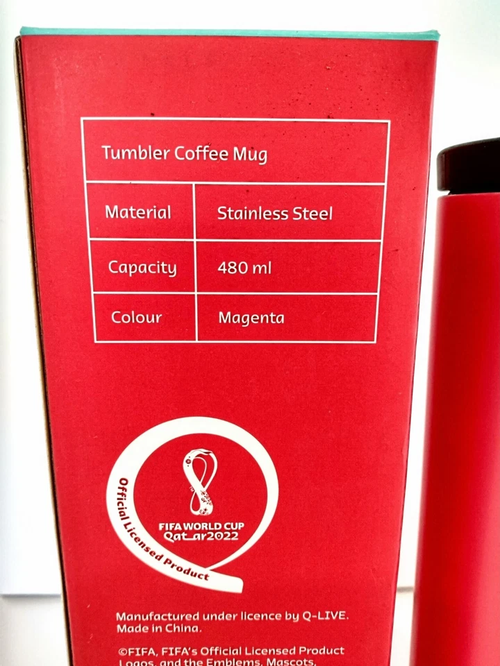 Taza de café vaso FIFA Qatar 2022 roja 480 ml con licencia oficial Foto 3 de 4