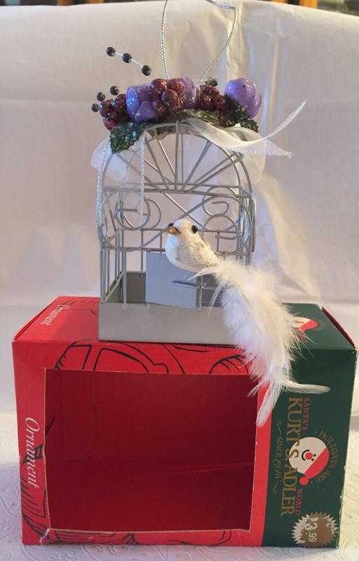 Vintage Santa’s World Kurt S. Adler Bird On A Cage Door Ornament W/ Box