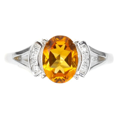 Summer 925 Silver Ring Oval Yellow Citrine 8x6mm  Gemstone Jewelry 7