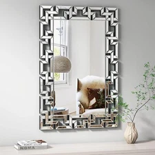 Irregular Rectangle Wall Mirror Large Sliver Accent Mirror Home Living Room Deco