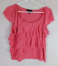 AB Studio Women's Pink Ruffled Blouse Size Large
