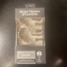 Better Homes Gardens Brushed Nickel Double Easy Glide Shower Hooks 12-Pack