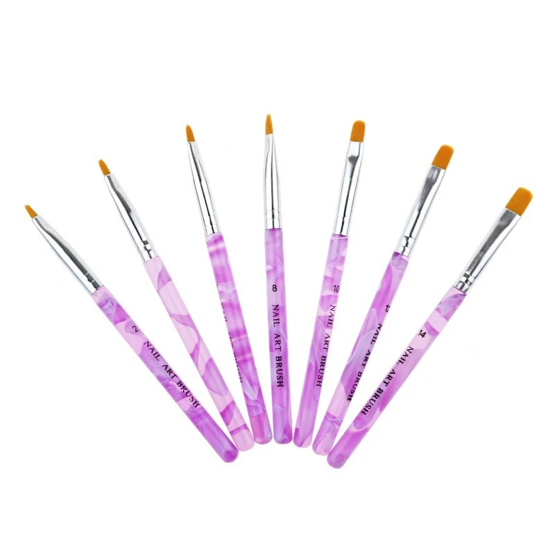 7pcs Purple NAIL BRUSH SET Acrylic UV Builder Nail Gel Polish Art Painting KIT - Image 2 of 4