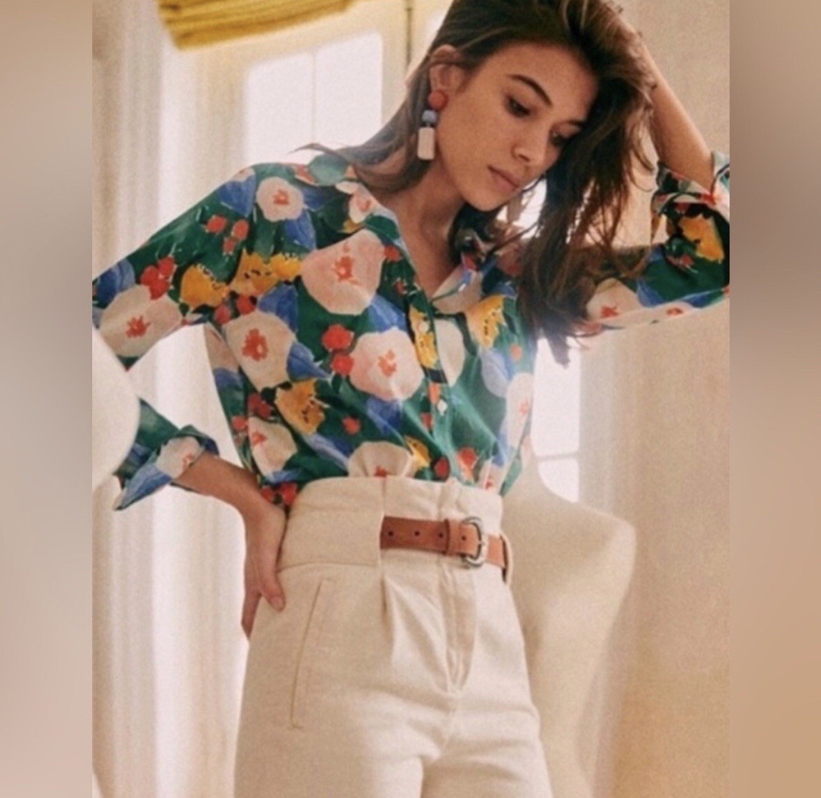 SEZANE PIERRO SHIRT Delphe Print SIZE 36 US 4 | eBay
