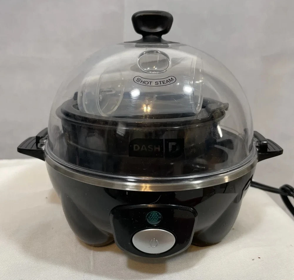 New Dash Rapid Black Egg Cooker with 6-Egg Capacity in Opened Box