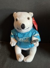 VTG 2001 RARE COCA-COLA BLUE SHIRT POLAR BEAR PLUSH STUFFED ANIMAL NWT 7 INCH