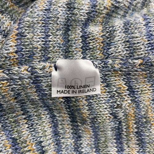 Bullock & Jones Men's 100% Linen Knit Sweater Blue/Gray Stripe • Ireland • 2XL - Picture 4 of 7