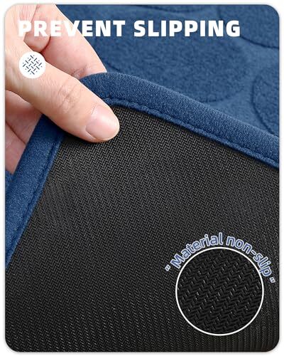 Quick Dry Thin Bathroom Rugs Fit Under Door- Super 20"x32" (Standard) Blue - Picture 6 of 7