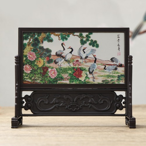 Chinese Mini Screen Decor Plastic Photo Frame Landscape Tabletop Display Vintage - Picture 13 of 35
