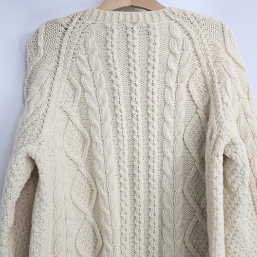 Vintage John Molloy Irish Cardigan Sweater Women's XL Cream Wool Cable Knit - Picture 13 of 16
