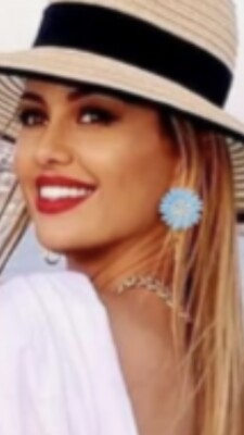 LILLY PULITZER STYLE Oversized Big Blue Raffia Straw Daisy Flower EARRINGS!