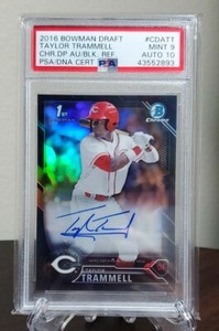Taylor Trammell 2016 Bowman Chrome Draft Auto Black Refractor Auto #/75 PSA 9