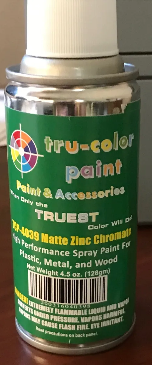 Tru-Color 4039 Matte (Flat) Zinc Chromate Primer Spray Paint Can 4.5 oz.