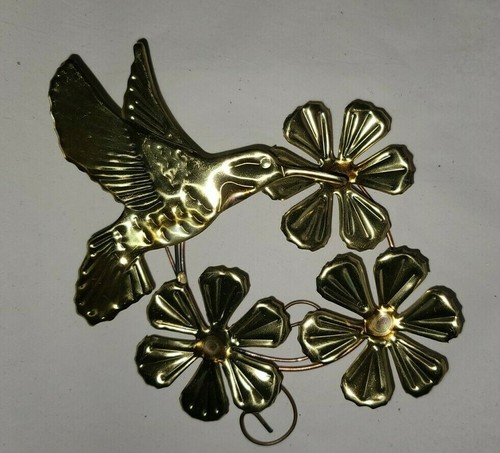 Juego de 3 colibríes de pared arte metal colgante vintage flores latón cobre - Imagen 5 de 8