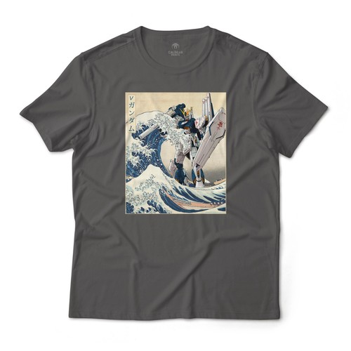 Traje Móvil RX-93 v Nu Gundam en la Gran Ola Camiseta Gráfica Anime Kanagawa - Imagen 6 de 9