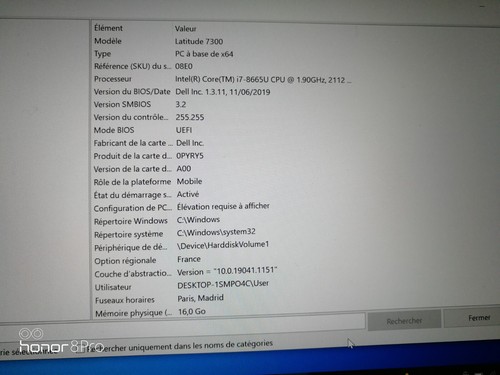 Dell latitude 7300.Core i7 8665U.16 Go.256 Go SSD.13.3" (Full HD)UHD Graphic 620 - Photo 11/16