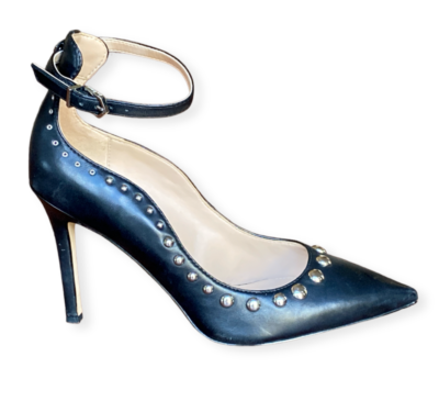 Sam Edelman Helen Studded Ankle Strap Pump Black Leather Womens